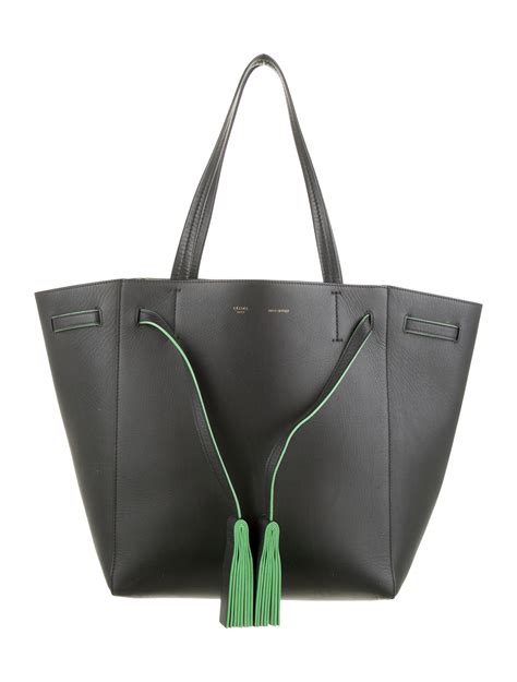 celine horizontal cabas black leather tote bag|authentic celine phantom bag.